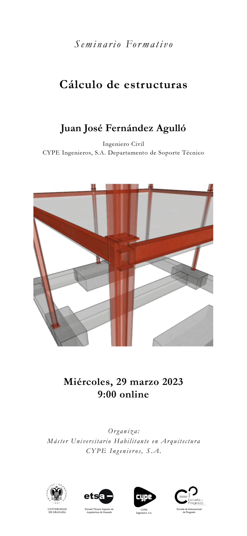 Cartel del seminario 1 de CYPE de Juan José Fernández