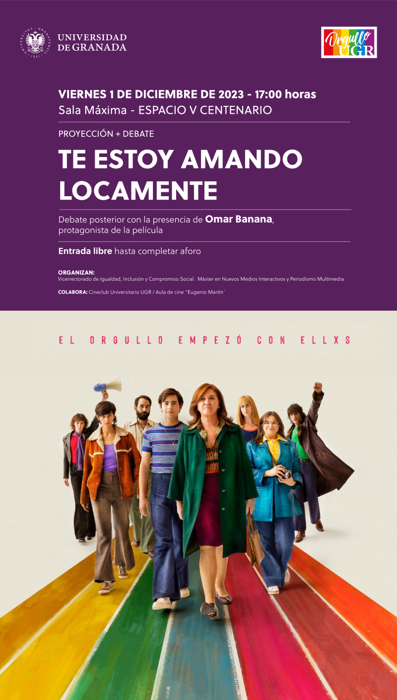 Cartel de la proyección en el Máster de la película Te estoy amando locamente Cartel de la proyección en el Máster de la película Te estoy amando locamente