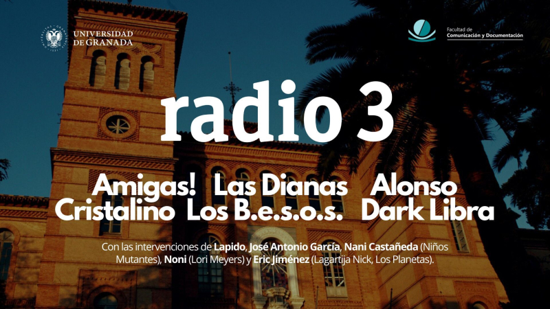 Cartel Radio 3 en la Facultad de Comunicación y Documentación