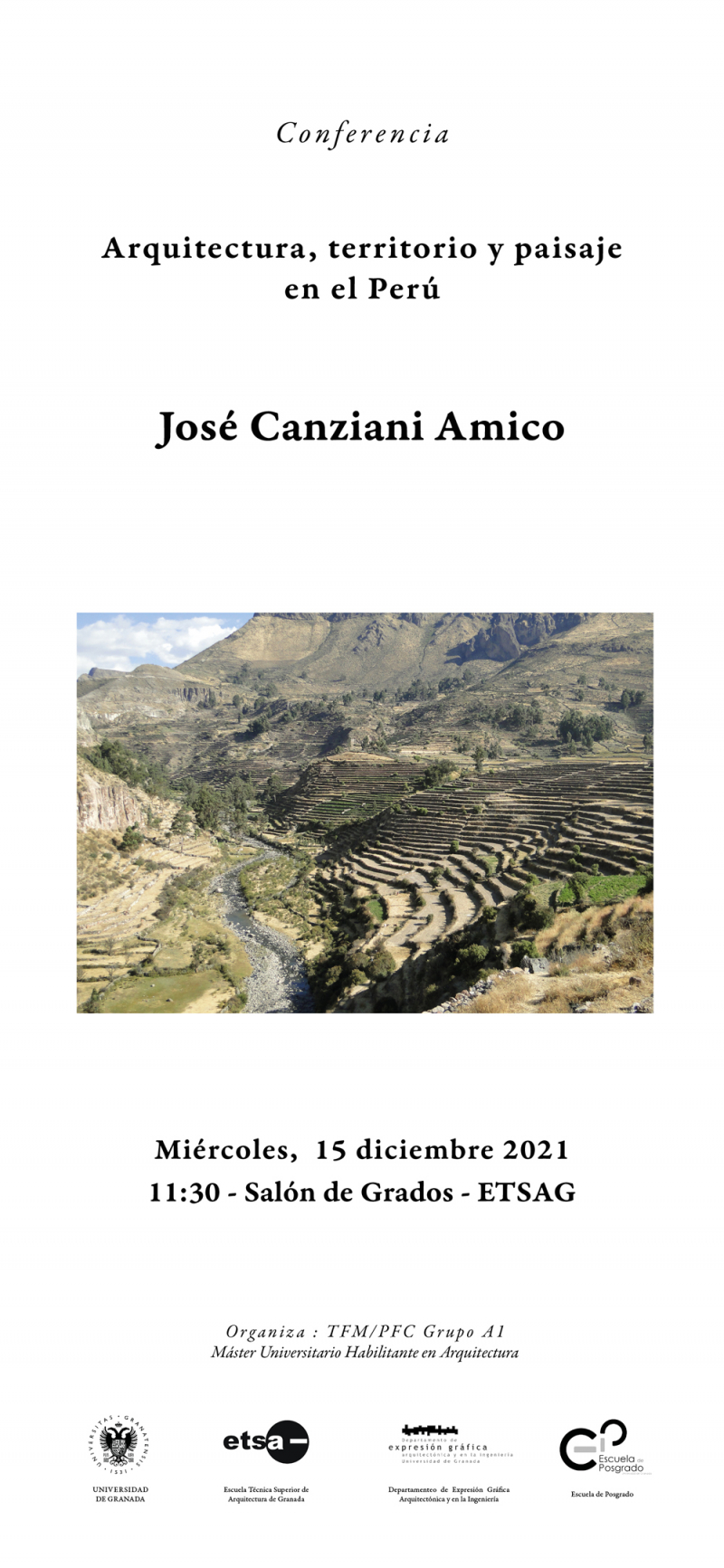 Cartel de la conferencia de José Canziani