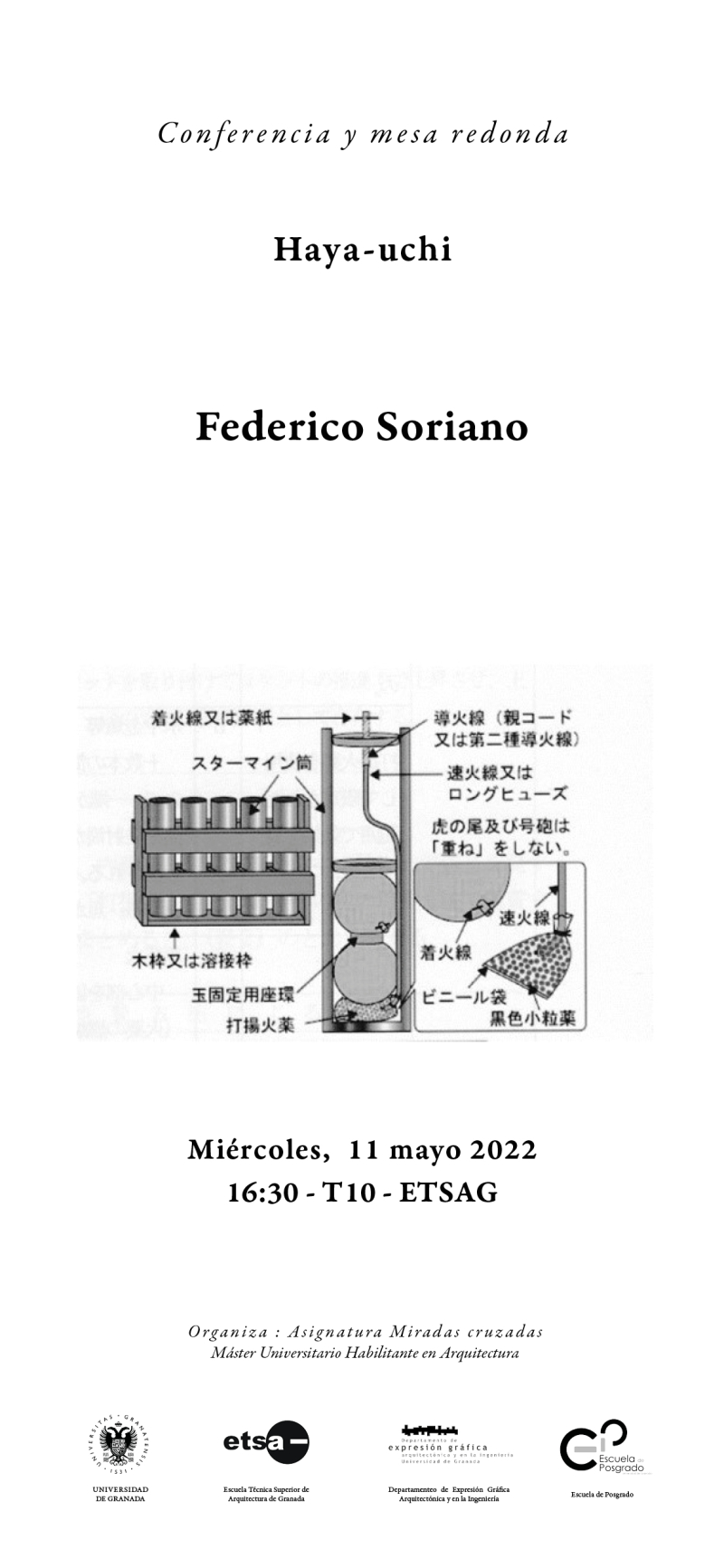 Cartel de la conferencia y mesa redonda de Federico Soriano