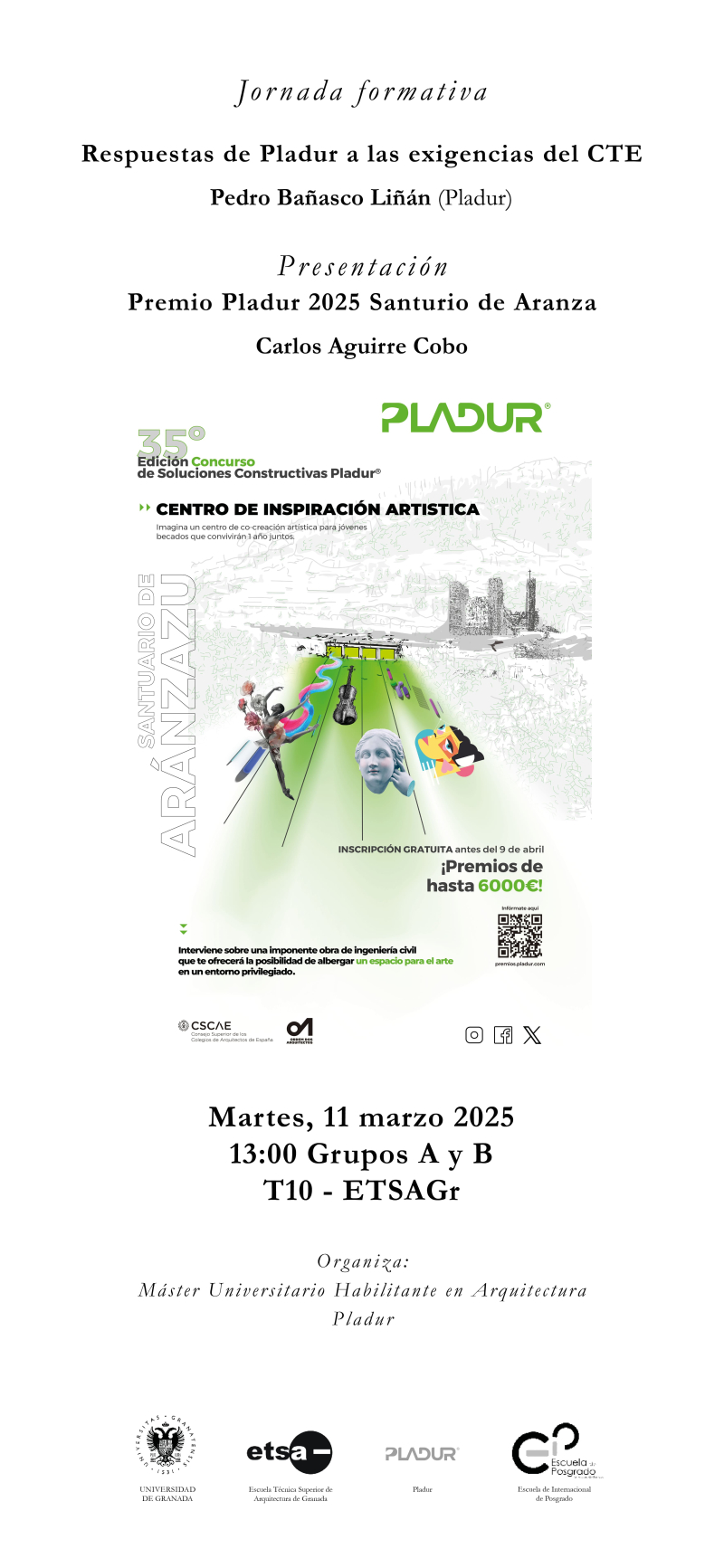 Jornada formativa Pladur y Presentación Premio Pladur 2025 Cartel de la Jornada de Pladur y Presentación del Premio Pladur 2025