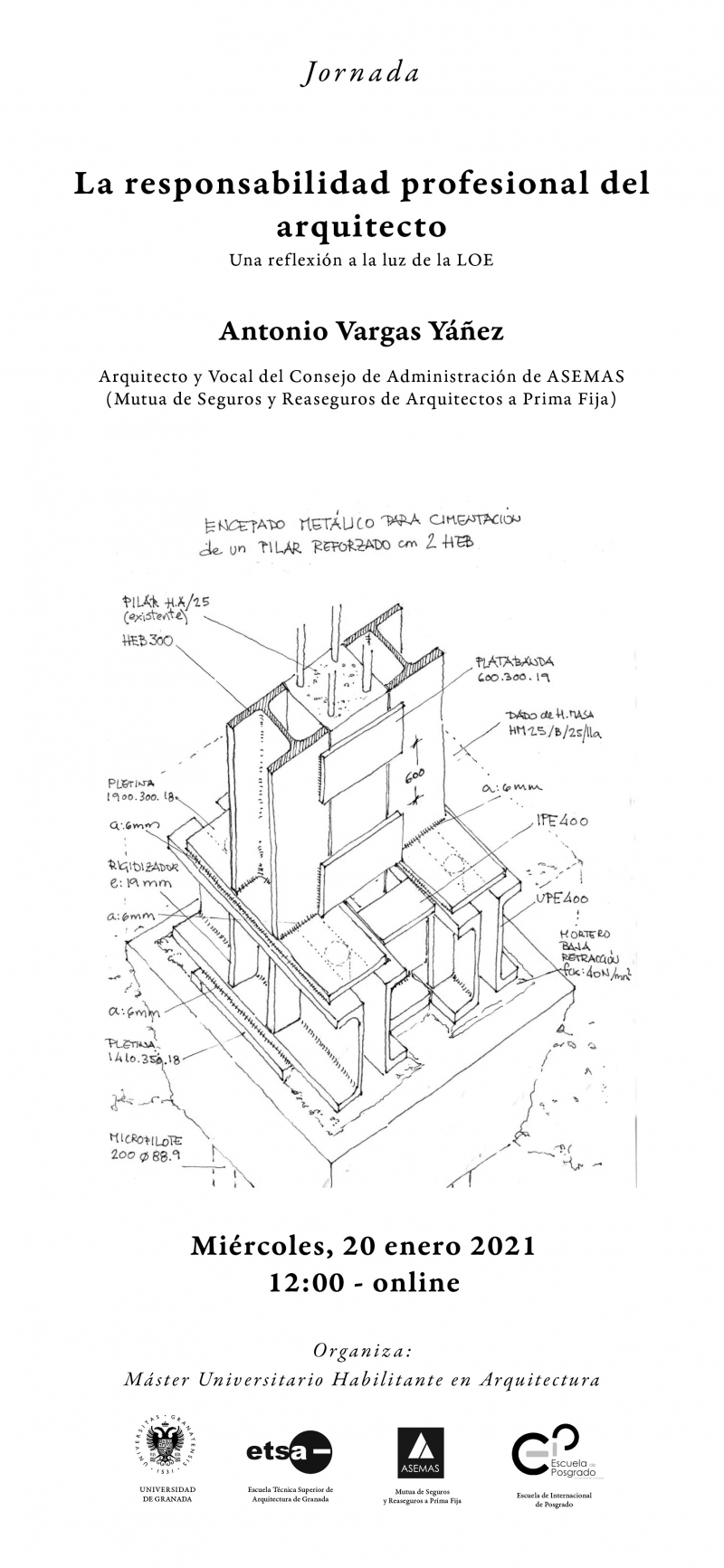 Cartel de la jornada sobre La responsabilidad profesional del arquitecto