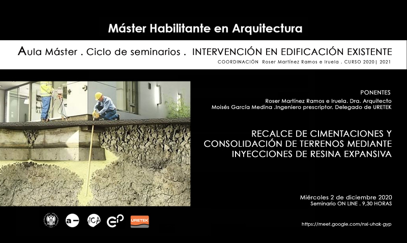 Cartel del seminario Recalce de cimentaciones y consolidación de terrenos mediante inyecciones de resina expansiva