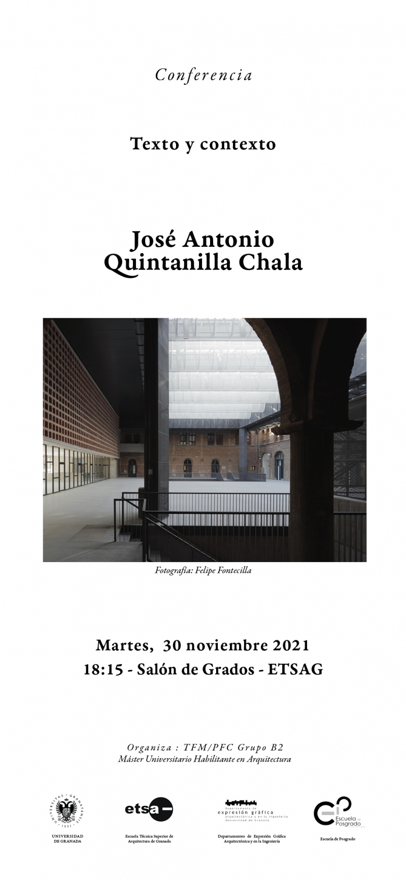 Cartel de la conferencia de José Quintanilla