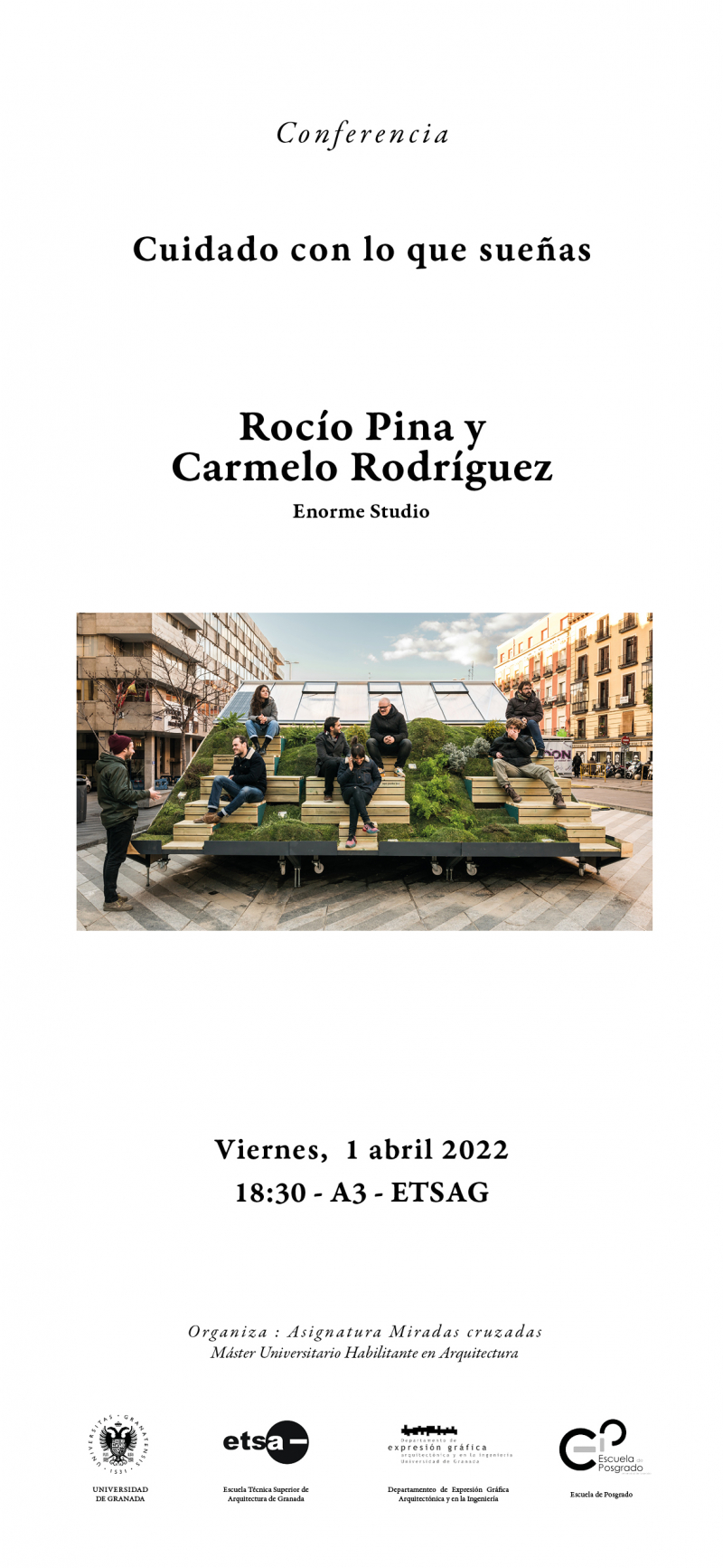 Cartel de la conferencia de Rocío Pina y Carmelo Rodríguez