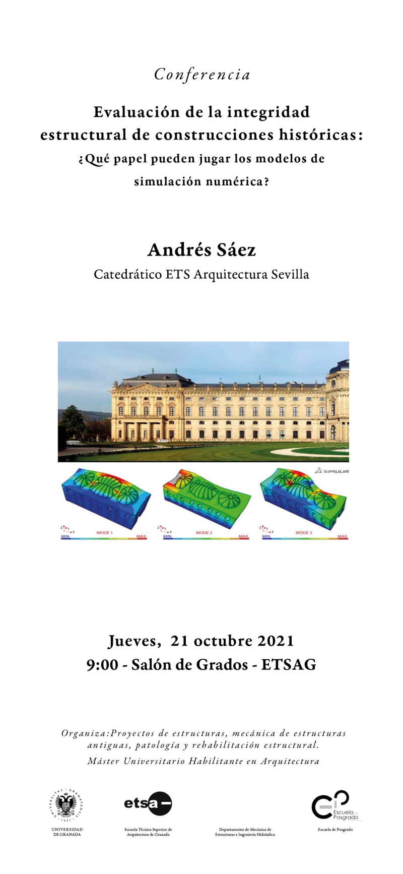 Cartel de la conferencia de Andrés Sáez
