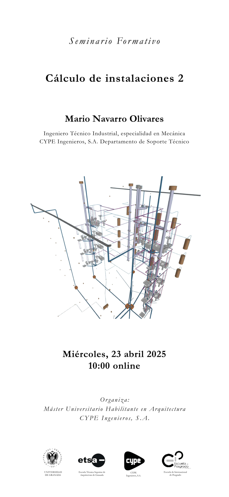 Cartel del seminario 2 de CYPE 2025 de Mario Navarro