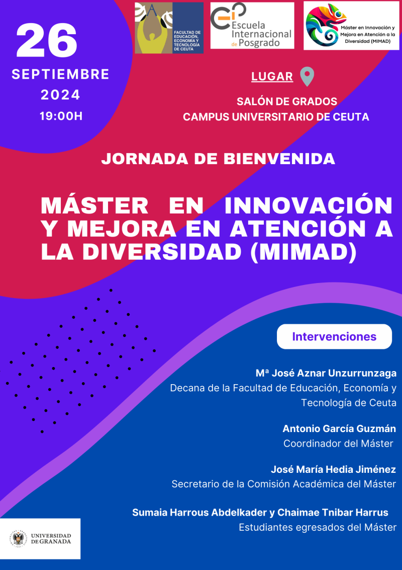 Jornada de Bienvenida del MIMAD. Curso 2024-2025 Jornada de Bienvenida del MIMAD. Curso 2024-2025