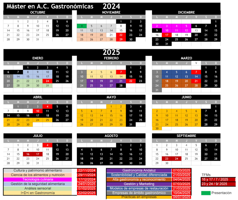 Calendario del Curso Académico 2024-25