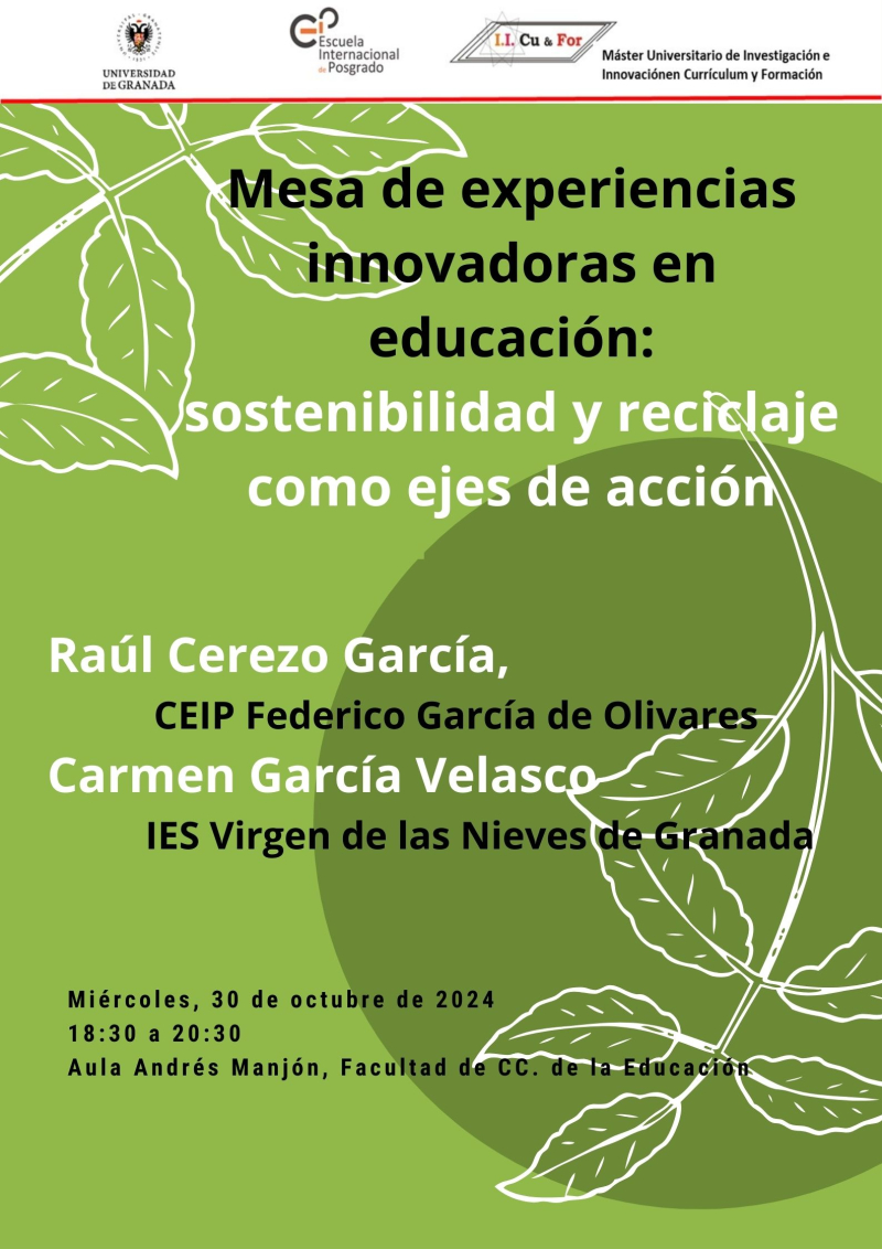 Mesa de experiencias en innovación educativa: sostenibildiad y reciclaje Mesa de experiencias en innovación educativa