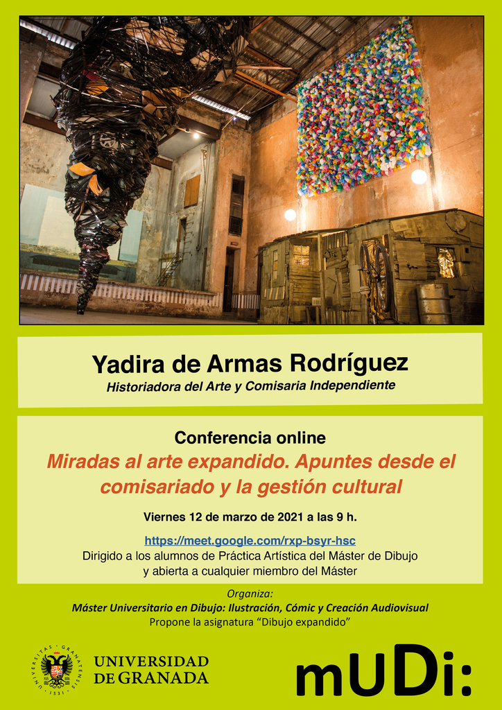 Cartel de la conferencia online “Miradas al arte expandido. Apuntes desde el comisariado y la gestión cultural”