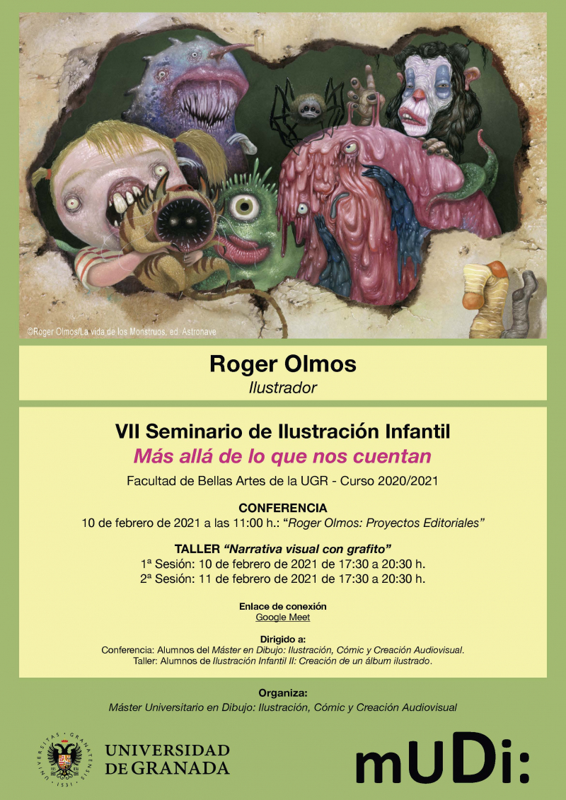 Cartel del VII Seminario de Ilustración Infantil impartido por el ilustrador Roger Olmos