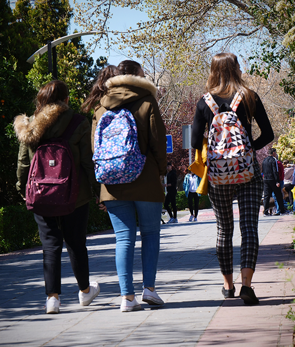 Estudiantes por los paseillos universitarios en el campus de Fuentenueva