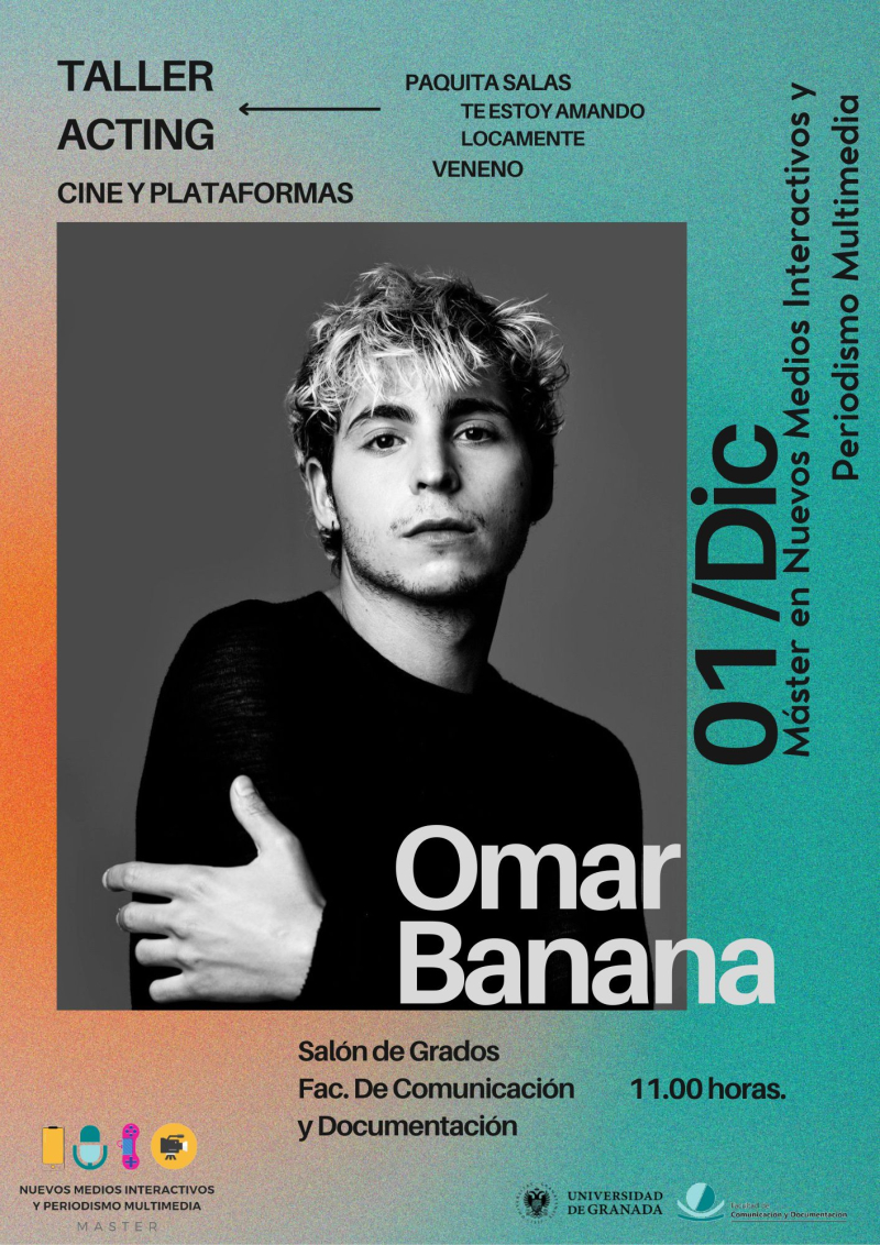 Cartel del taller de Omar Banana en Máster en Nuevos Medios Interactivos y Periodismo Multimedia