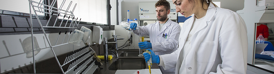 Investigadores trabajando en un laboratorio de la Facultad de Ciencias de la Salud