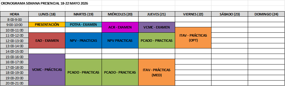 Semana presencial segundo semestre