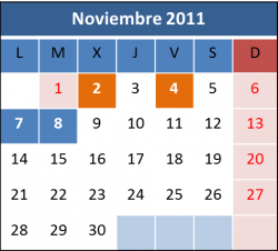 Año 2011  octubre_gr      3 de octubre: Inicio del procedimiento de:         Modificación de Matrícula (3/10/11 al 15/03/12) Ver procedimiento         Reconocimiento de Créditos (3/10/11 al 15/03/12) Ver procedimiento     24 de octubre: Inicio del procedimiento de Cambio de Grupo (24/10/11 al 04/11/11) Ver procedimiento     28 de octubre: Inicio del procedimiento de Elección Turno de Libre Disposición (28/10/11 al 02/11/11) Ver procedimiento  noviembre_gr      2 de noviembre: Finaliza el procedimiento de Elección Turno de Libre Disposición (28/10/11 al 02/11/11) Ver procedimiento     4 de noviembre: Finaliza el procedimiento de Cambio de Grupo (24/10/11 al 04/11/11) Ver procedimiento     7 de noviembre: Inicio periodo docente del máster.     7 de noviembre: Inicio módulo genérico.     8 de noviembre: Inicio primer turno de libre disposición.  diciembre_gr      2 de diciembre: Finaliza módulo genérico.     Del 12 al 21 de diciembre: Materia Innovación Docente e Investigación Educativa (parte común).     21 de diciembre: Finaliza primer turno de libre disposición.  Año 2011  enero_gr      9 de enero: Inicio módulo específico (todas las especialidades). Materias:         Aprendizaje y enseñanza de las materias         Complementos de Formación Disciplinar     30 de enero: Fecha límite publicación calificaciones         Materia Innovación Docente e Investigación Educativa (parte común).         Módulo Libre Disposición (primer turno).     31 de enero: Fecha límite publicación calificaciones módulo genérico.  febrero_gr      9 de febrero: Finaliza materia Complementos de Formación Disciplinar.     13 de febrero: Inicio materia Innovación Docente e Investigación Educativa (parte específica).     15 de febrero: Inicio periodo de Prácticas (primer turno).     29 de febrero: Fecha límite entrega de actas:         Módulo genérico         Materia Innovación Docente e Investigación Educativa (parte común).         Módulo Libre Diposición (primer turno)     29 de febrero: Fecha límite publicación calificaciones:         Mater