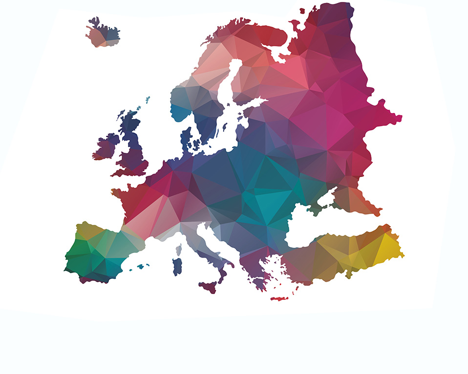 Mapa de Europa multicolor